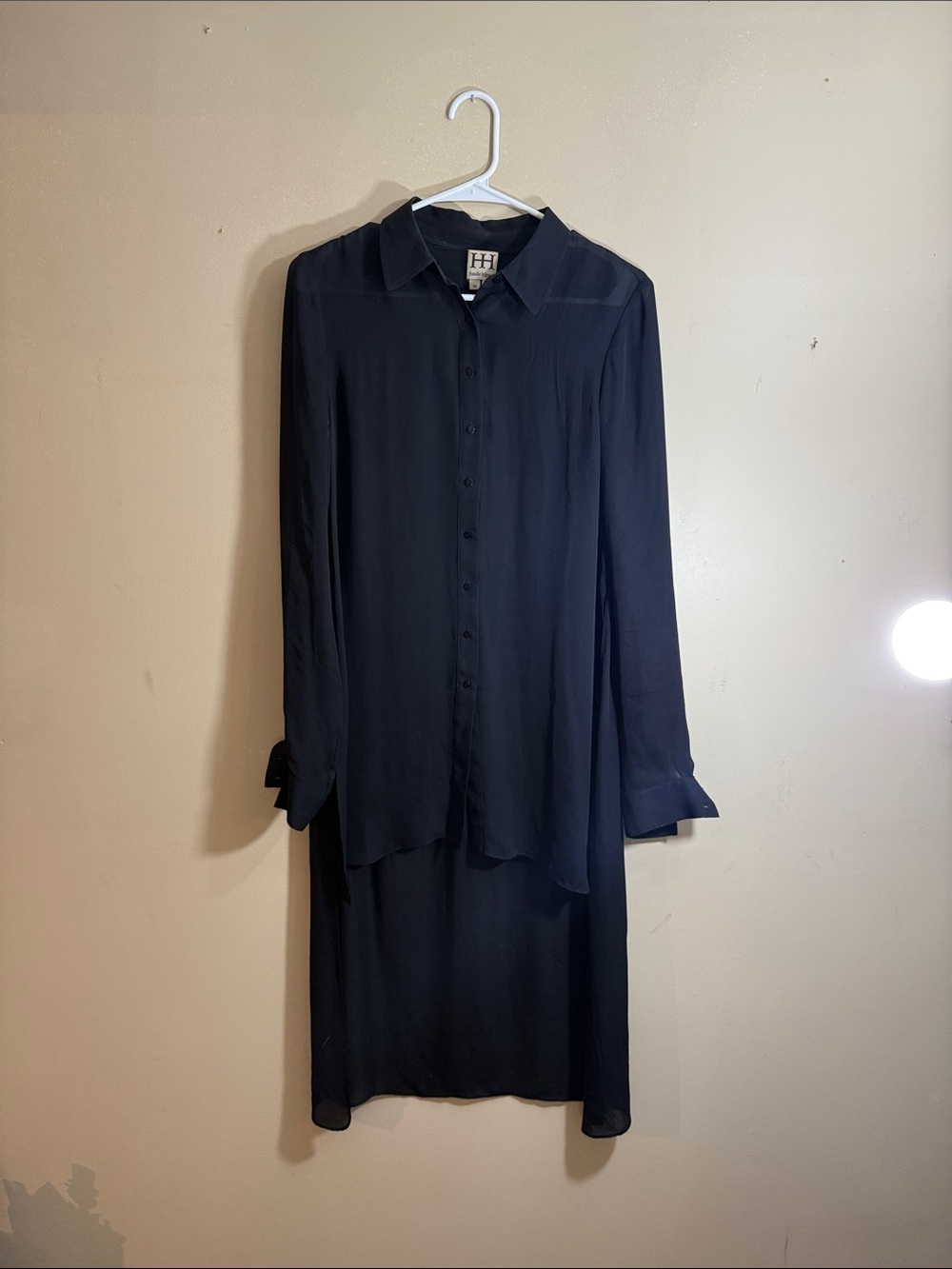 Haute Hippie Navy Long Sleeve Button-Front Shirt Dress